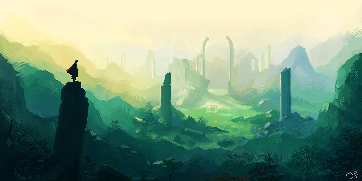 concept environment of a landscape with castle ruins