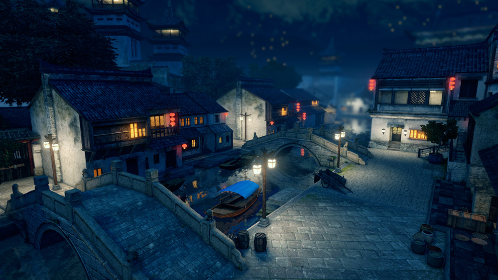 eastern village night above